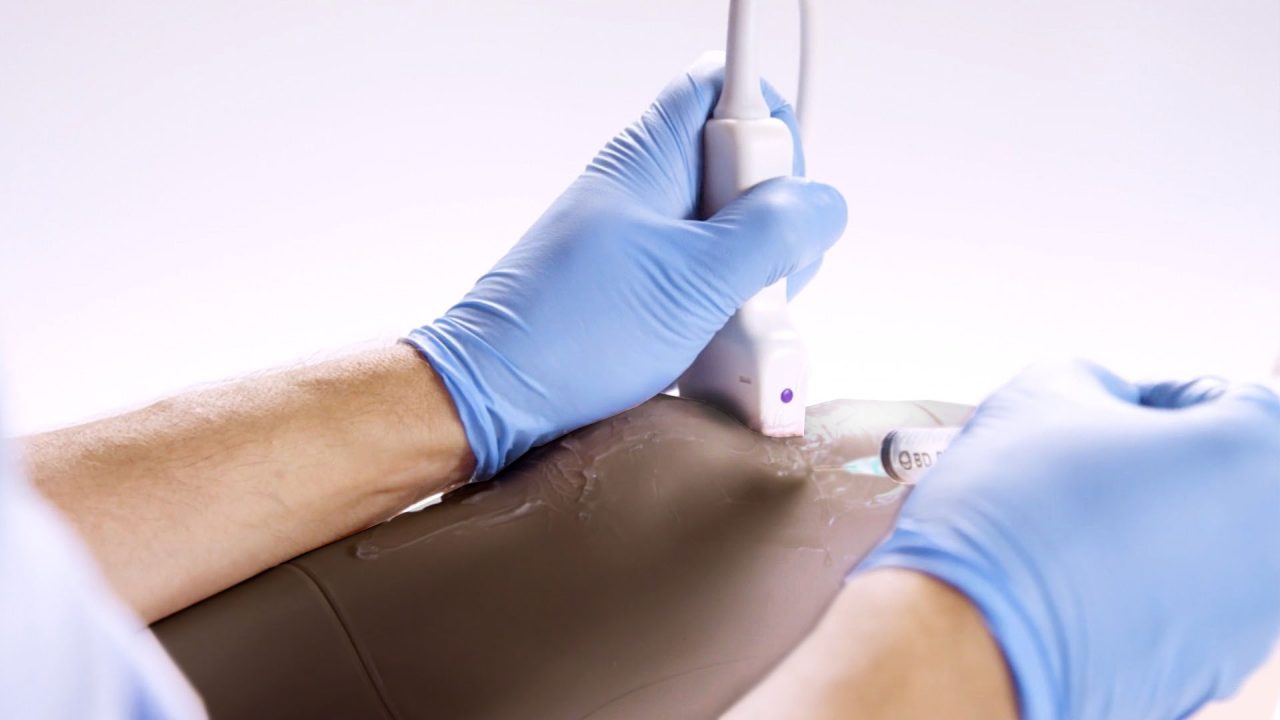 Knee Aspiration & Injection Trainer With Ultrasound Capabilities, Dark