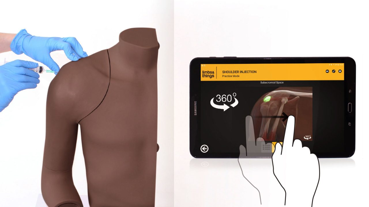 Shoulder Injection Trainer Palpation Guided with Android Tablet, Dark